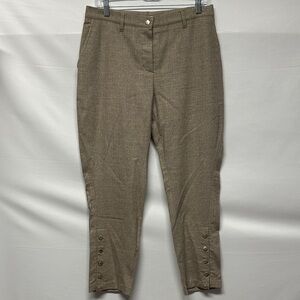 Gunex Herringbone Wool & Cashmere Blend Tapered Ankle Pants with Button Detail